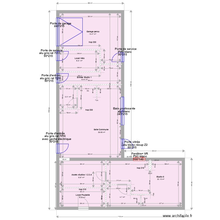 Salle commune Studio Menuiserie ZONE 3. Plan de 0 pièce et 0 m2
