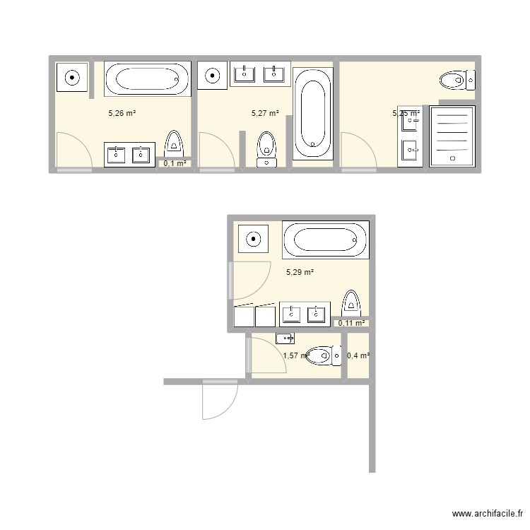 Wahis modificartions. Plan de 8 pièces et 23 m2