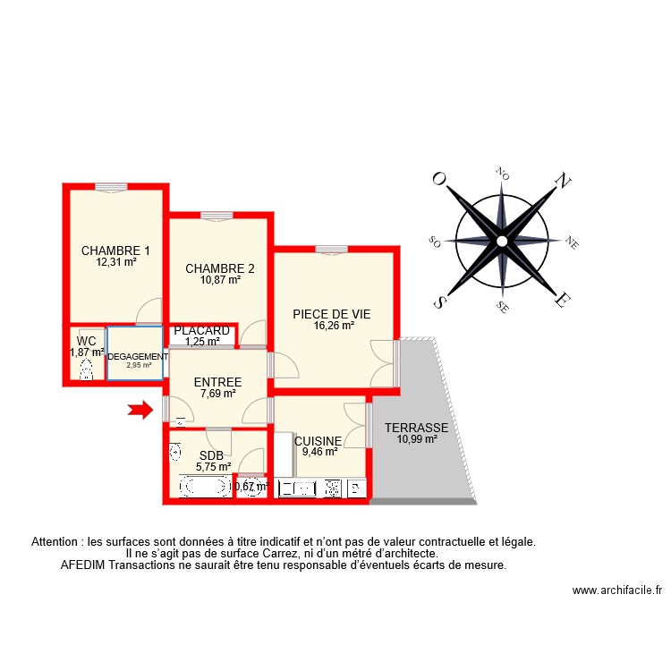 BI 7611 . Plan de 11 pièces et 80 m2