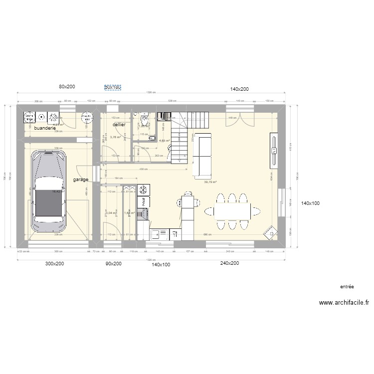 casa trets rdc v5 final. Plan de 8 pièces et 75 m2