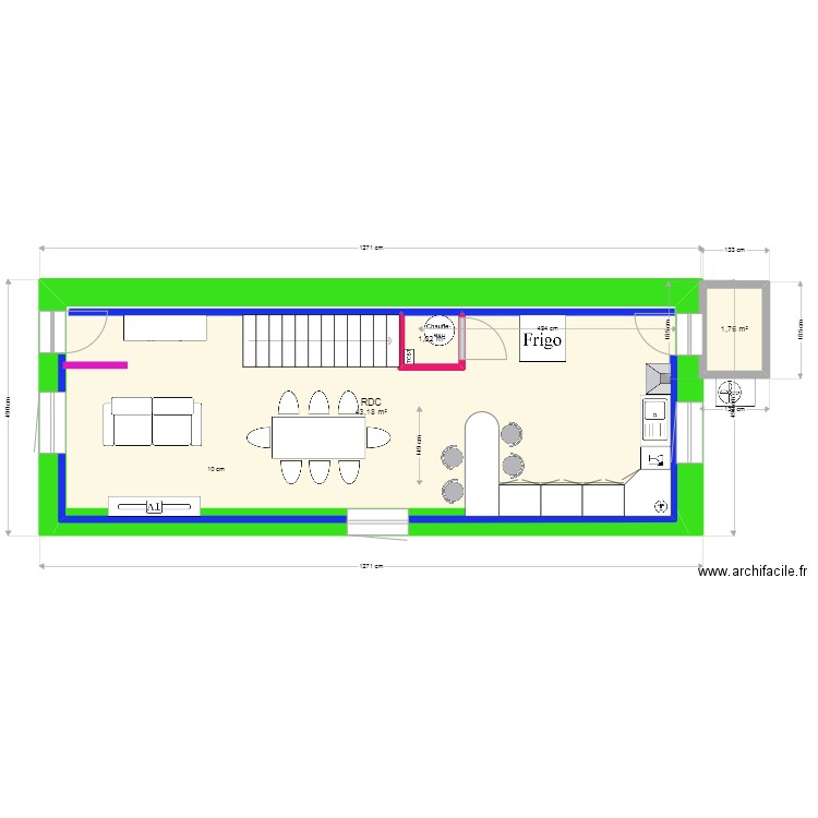 RDC RAON 2. Plan de 3 pièces et 48 m2