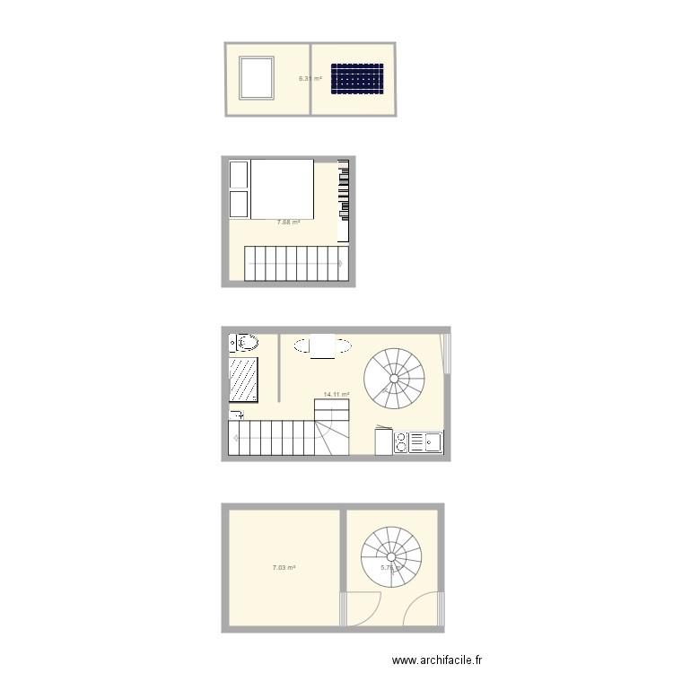 Studio. Plan de 0 pièce et 0 m2