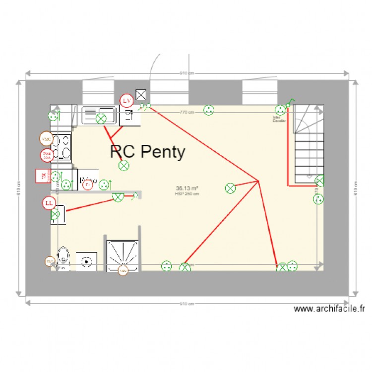 RC Penty. Plan de 0 pièce et 0 m2