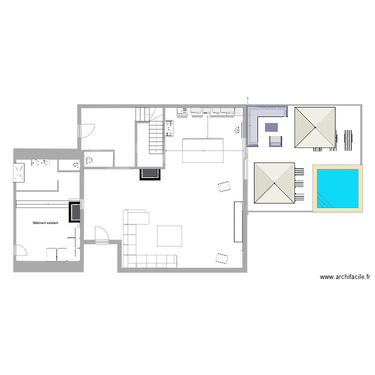 Plan extension salon 12 x 12 V3. Plan de 0 pièce et 0 m2