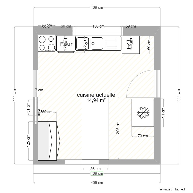 cuisin actuelle. Plan de 0 pièce et 0 m2