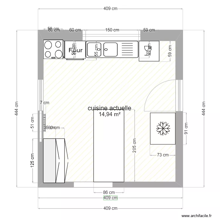 cuisin actuelle. Plan de 