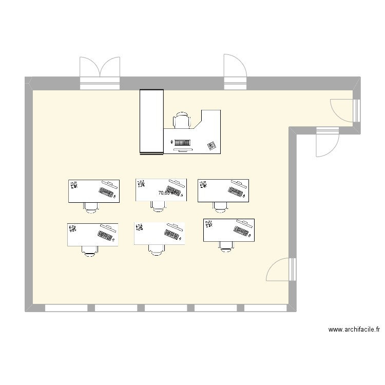 techno. Plan de 1 pièce et 71 m2