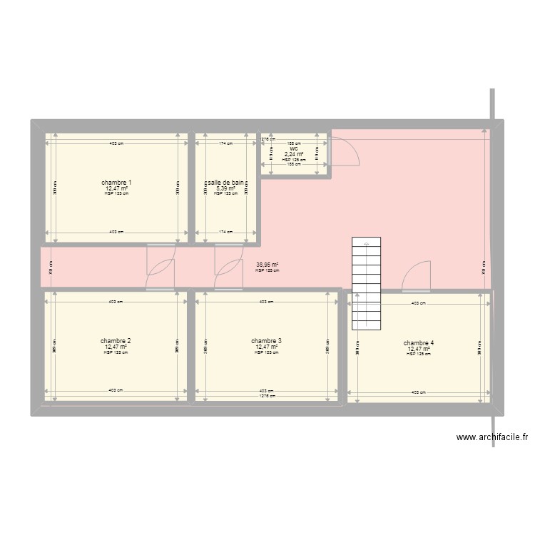 etage. Plan de 7 pièces et 157 m2