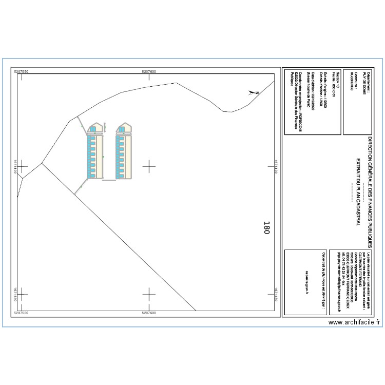 SERRE. Plan de 59 pièces et 232 m2