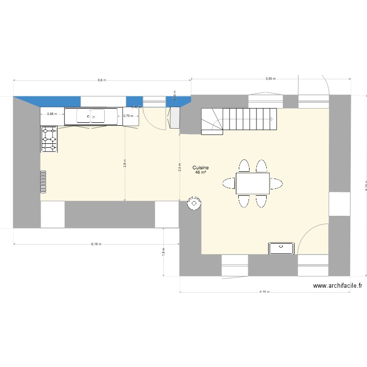 Cuisine V2. Plan de 0 pièce et 0 m2