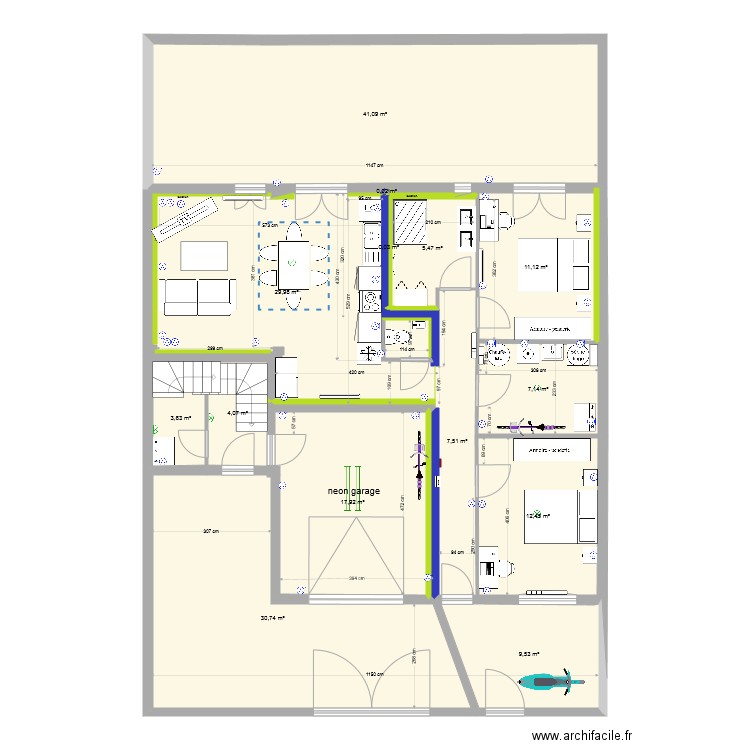 fusain rdc T3 sejour cote cour avril 2021 ITE. Plan de 0 pièce et 0 m2