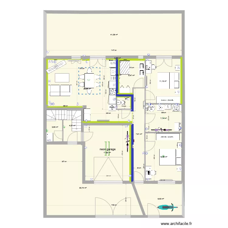 fusain rdc T3 sejour cote cour avril 2021 ITE. Plan de 