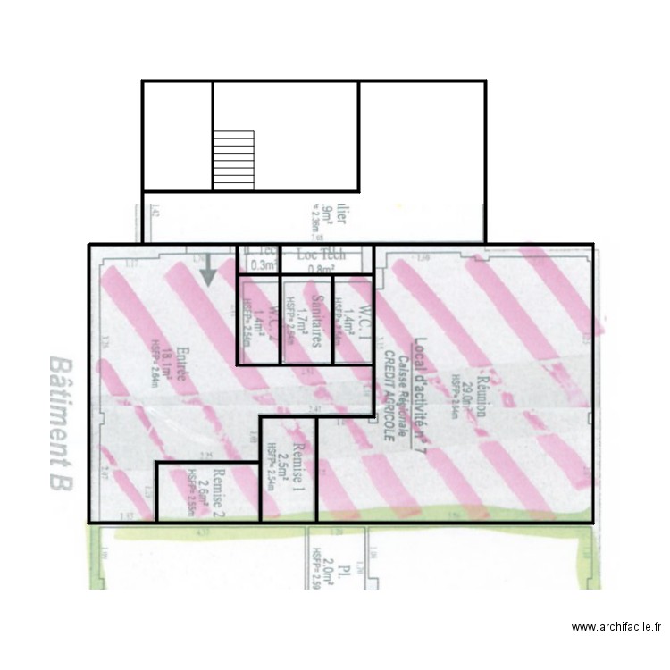 36274 croquis 72m2 bureaux 2eme et stockage rdc  . Plan de 0 pièce et 0 m2