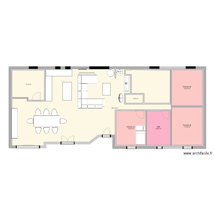 Projet 1.1. Plan de 7 pièces et 183 m2