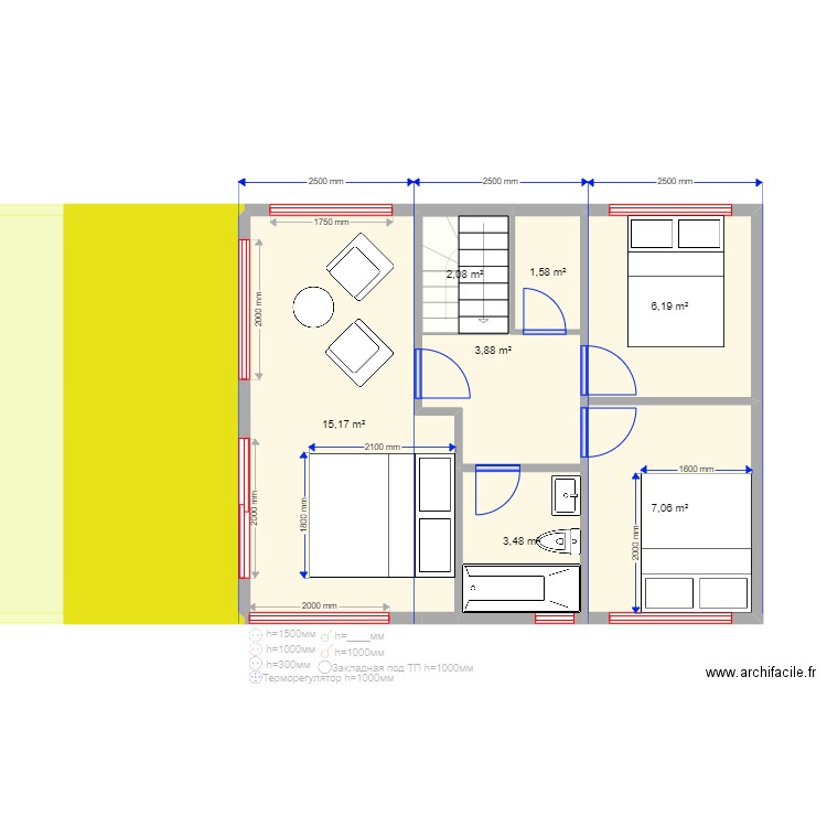 75 2. Plan de 14 pièces et 111 m2