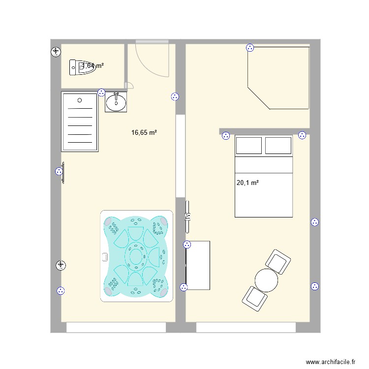 plan sous sol . Plan de 3 pièces et 38 m2