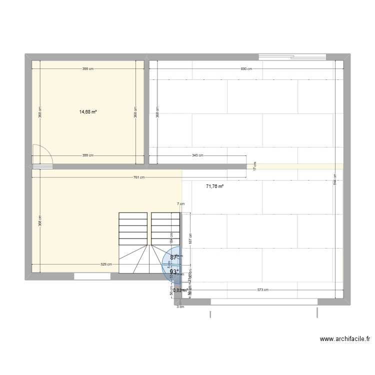 maison maca placo. Plan de 3 pièces et 86 m2