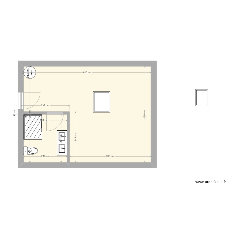 Mezzanine - LET . Plan de 1 pièce et 28 m2