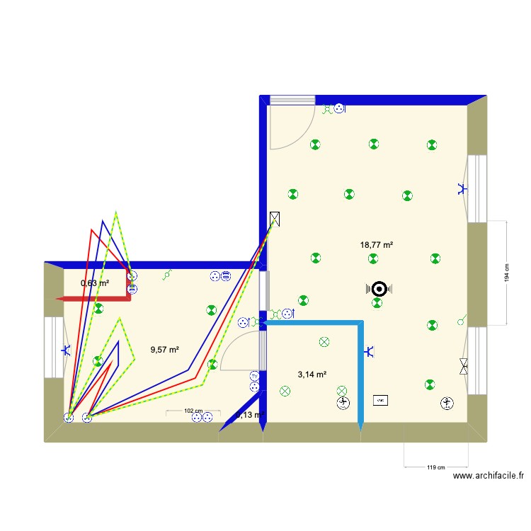 Louis Pasteur 2 PC Chambre circuit 2. Plan de 5 pièces et 32 m2