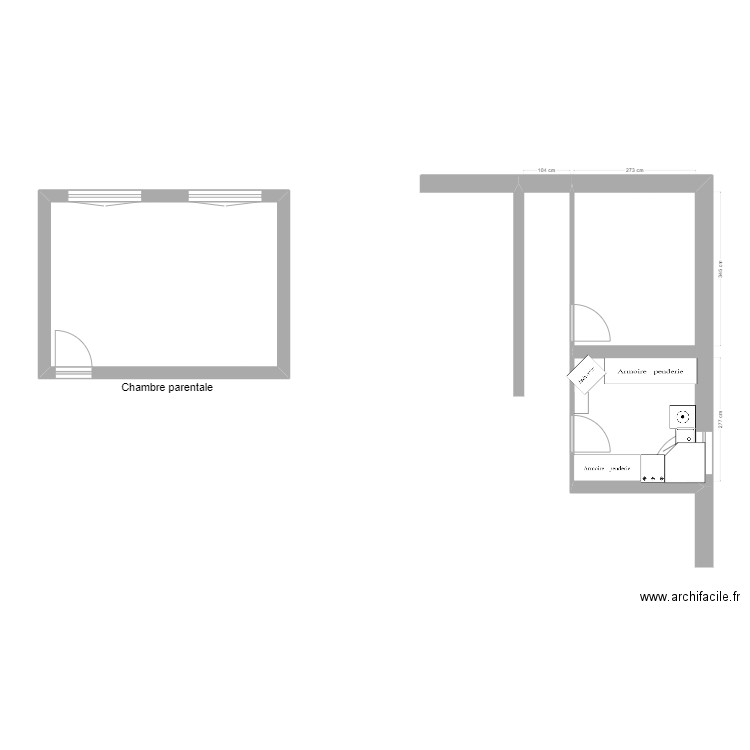 intérieur. Plan de 2 pièces et 36 m2