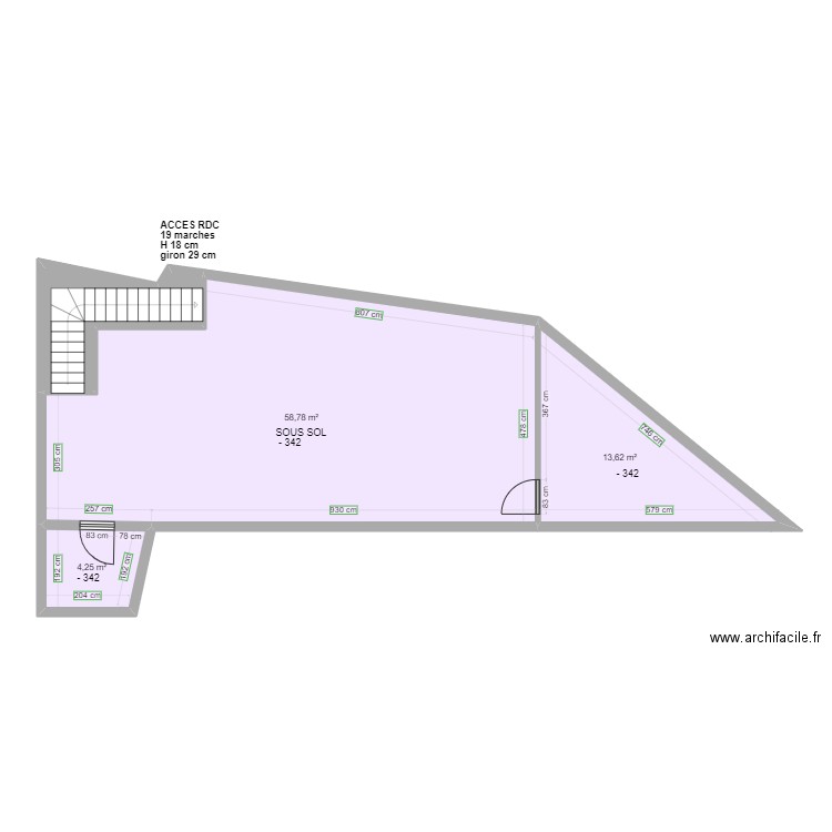 3 CABINET PARA MEDICAL DE CHENNEVIERES SOUS SOL AVANT TRAVAUX. Plan de 4 pièces et 83 m2