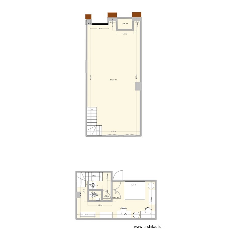 caire. Plan de 4 pièces et 61 m2