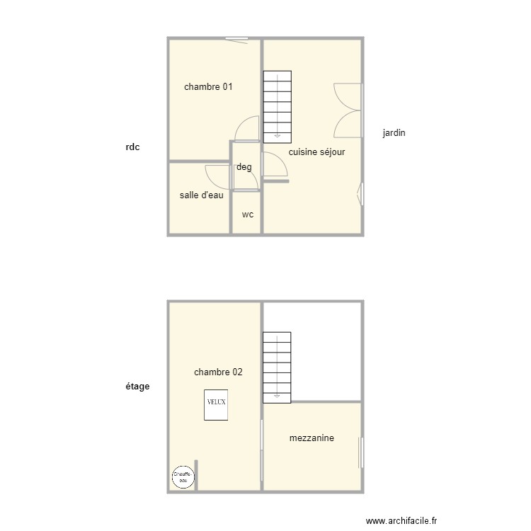 rouy 1382 am. Plan de 7 pièces et 48 m2