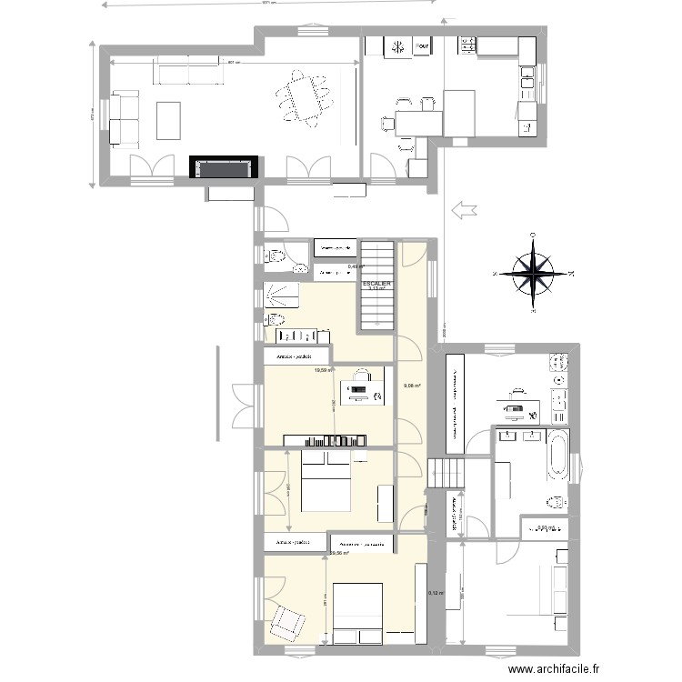 Projet Montferrier 1. Plan de 7 pièces et 63 m2