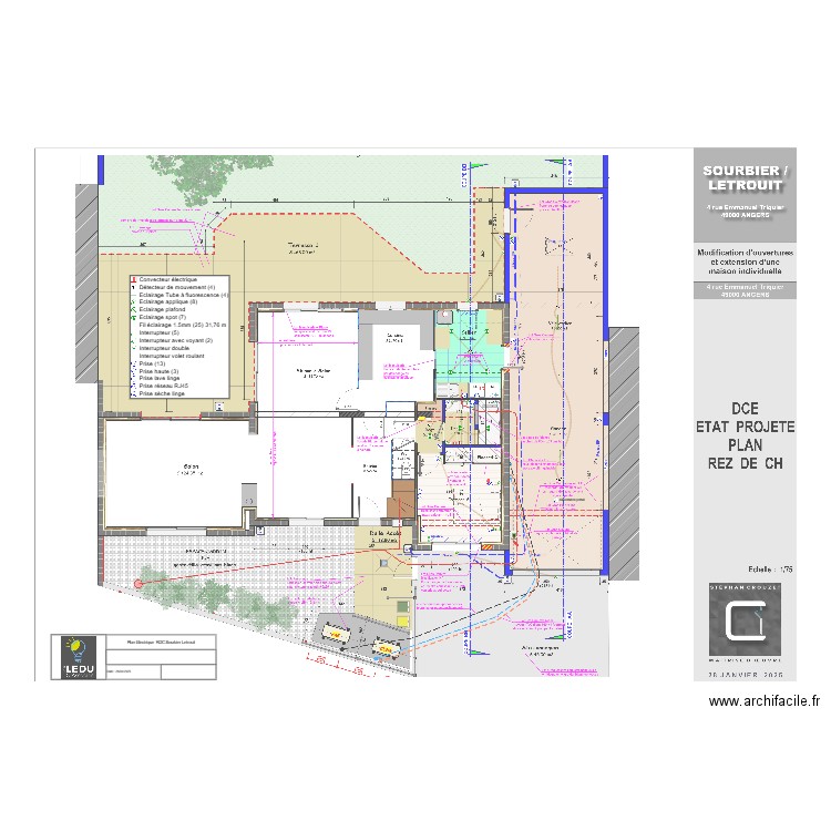 Plan Electrique  RDC Sourbier Letrouit. Plan de 0 pièce et 0 m2