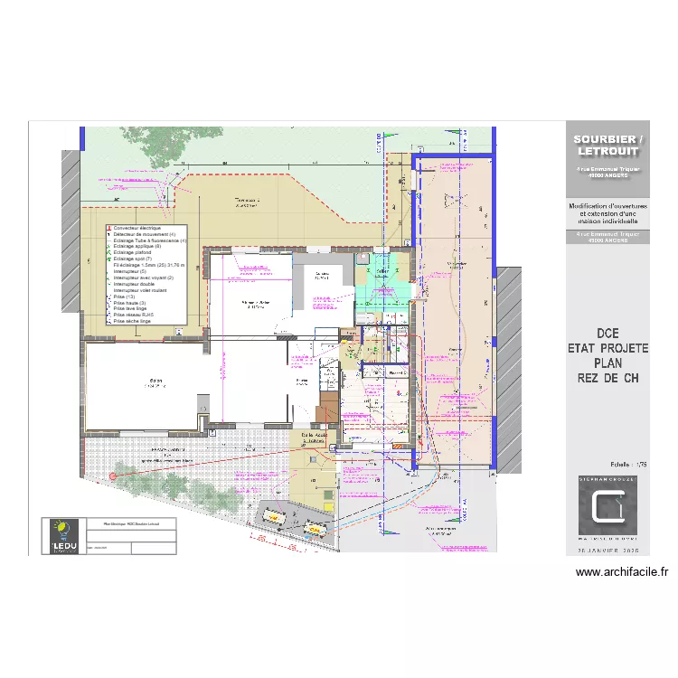 Plan Electrique RDC Sourbier Letrouit. Plan de Plan Electrique RDC Sourbier Letrouit. Plan de