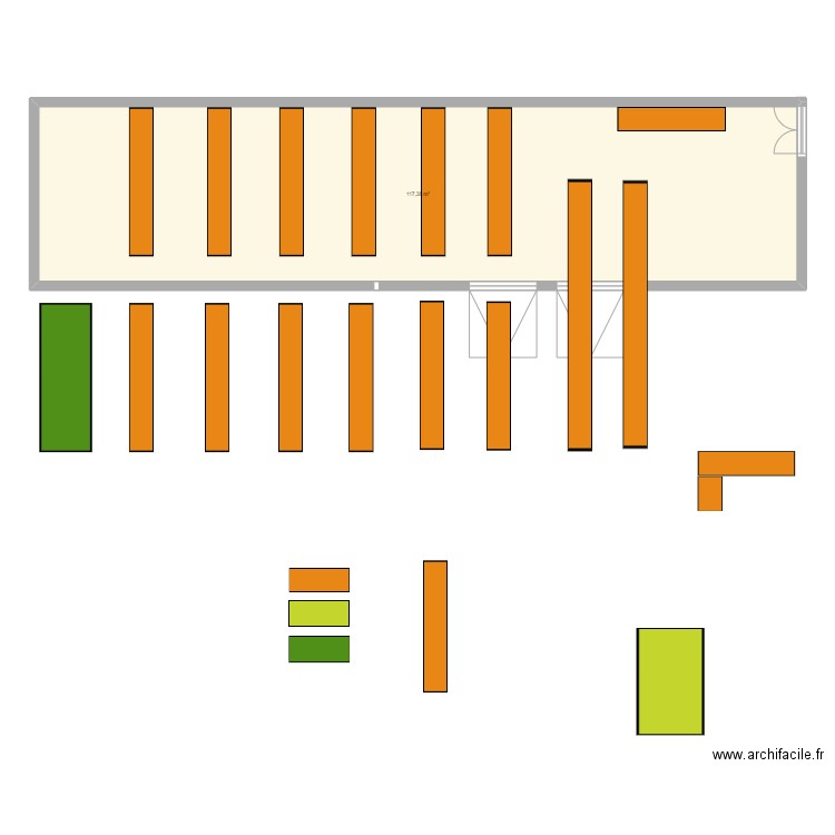 entrepot ampère. Plan de 1 pièce et 117 m2