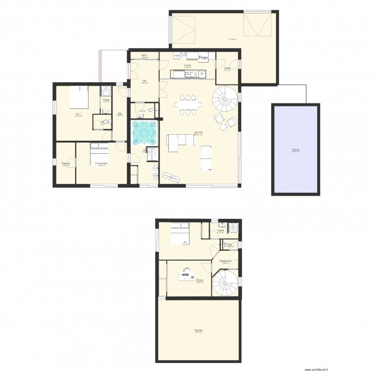 PROJET VILLA RF1. Plan de 0 pièce et 0 m2