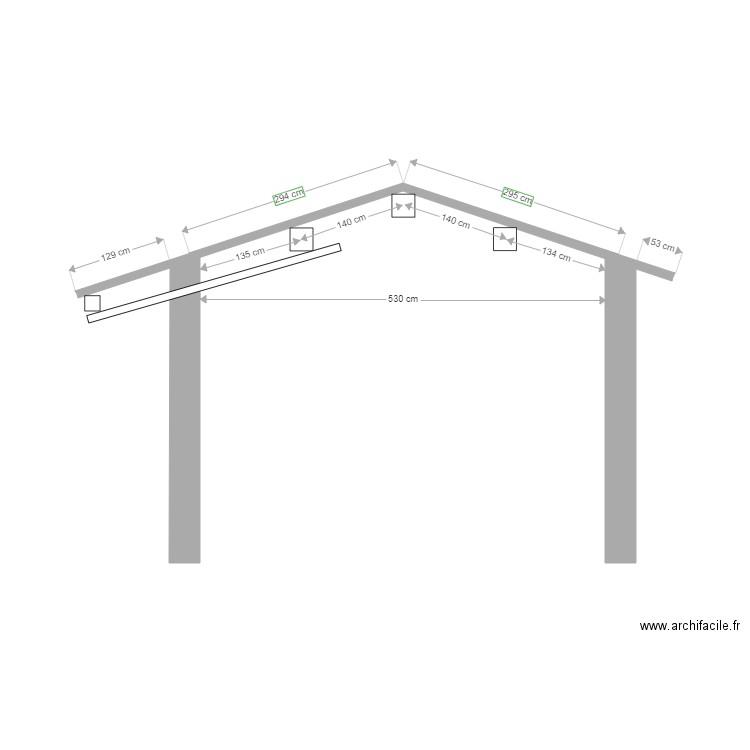 projet n1 vue en coupe de la toiture actuelle. Plan de 0 pièce et 0 m2