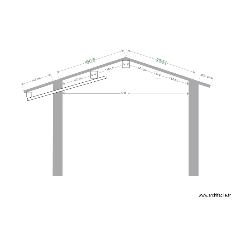 projet n1 vue en coupe de la toiture actuelle. Plan de 