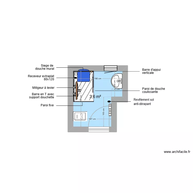 Projet BOISSIERAS. Plan de 1  et 4 m²