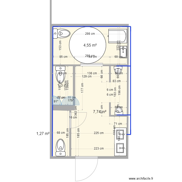 Projet wc 5 un. Plan de 0 pièce et 0 m2