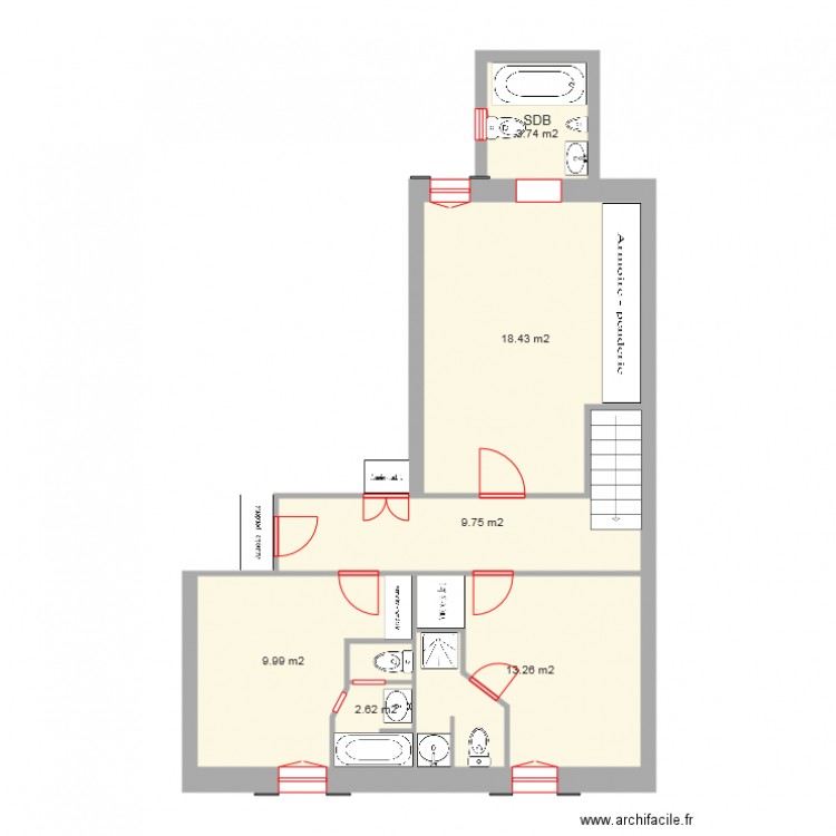 ETAGE  APPARTEMENT B. Plan de 0 pièce et 0 m2