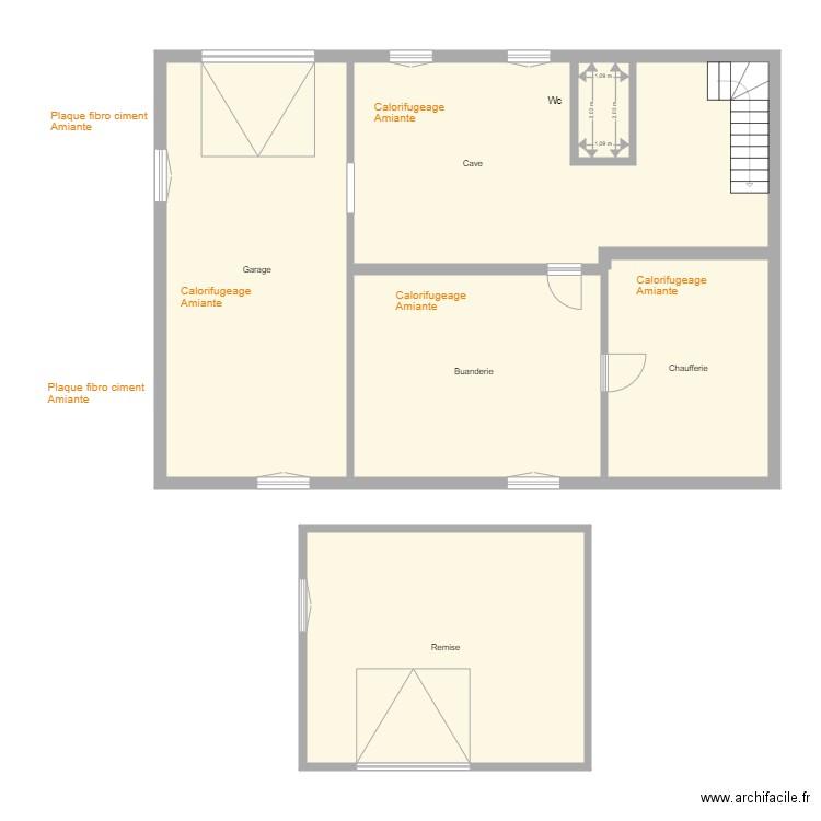 Croquis BRICKER sous sol. Plan de 6 pièces et 136 m2