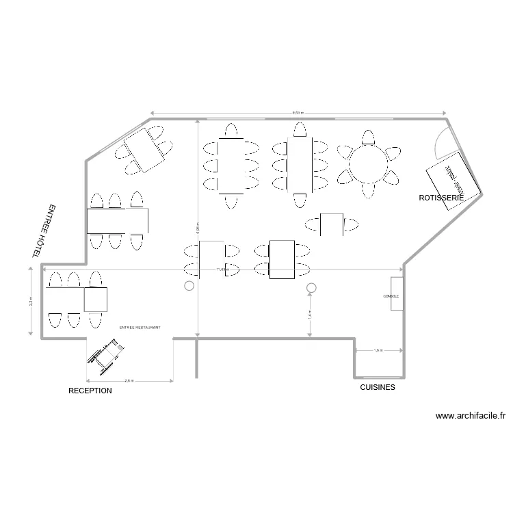 LES FRASSES - SALLE DE RESTAURANT. Plan de 