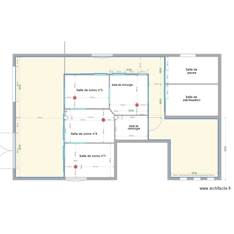 emplacement des platines. Plan de 5 pièces et 87 m2