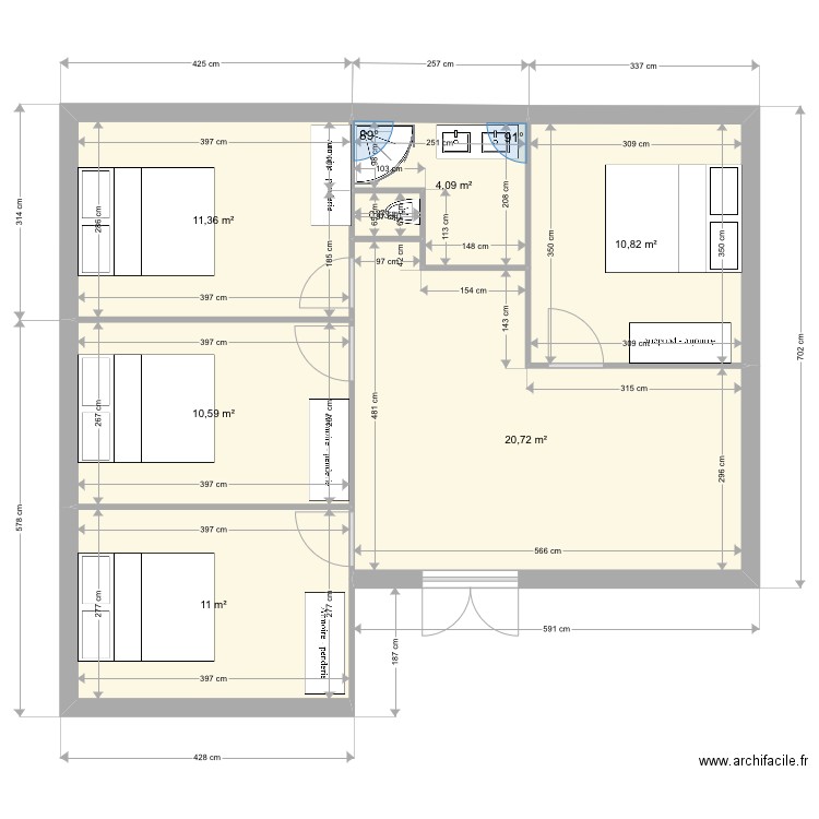 Corse. Plan de 7 pièces et 69 m2