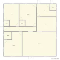 plan de 3 chambres salon avec salle &agrave; manger et cuisine 
