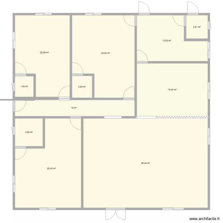 plan de 3 chambres salon avec salle &agrave; manger et cuisine . Plan de 