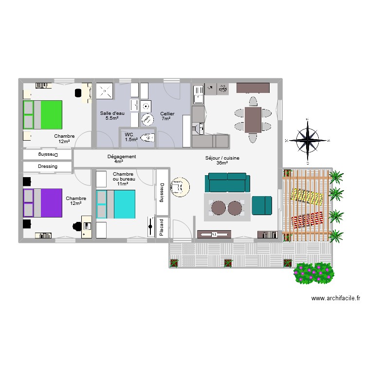 LEFRANC. Plan de 12 pièces et 107 m2