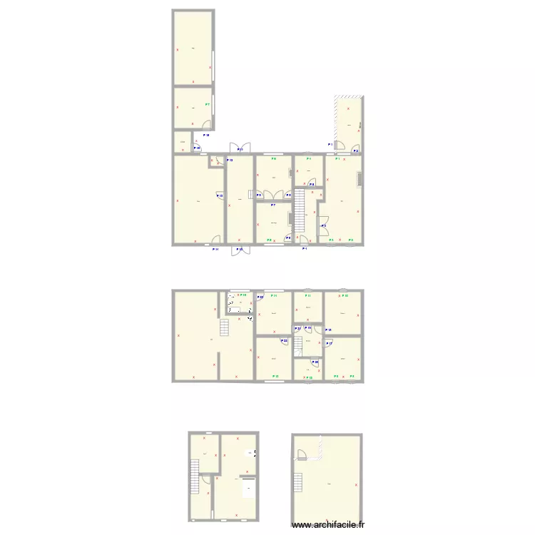 Prises de mesure fleches. Plan de 