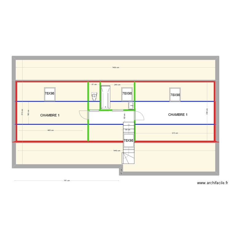 LAURENT. Plan de 16 pièces et 96 m2