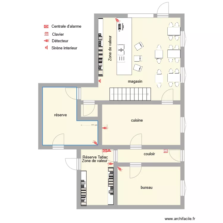 TABAC LE CORDELLEOIS Alarme. Plan de 