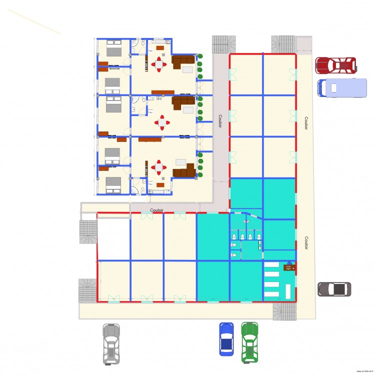 phase1. Plan de 56 pièces et 751 m2