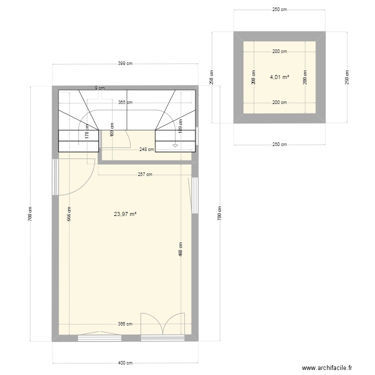 meg. Plan de 2 pièces et 28 m2