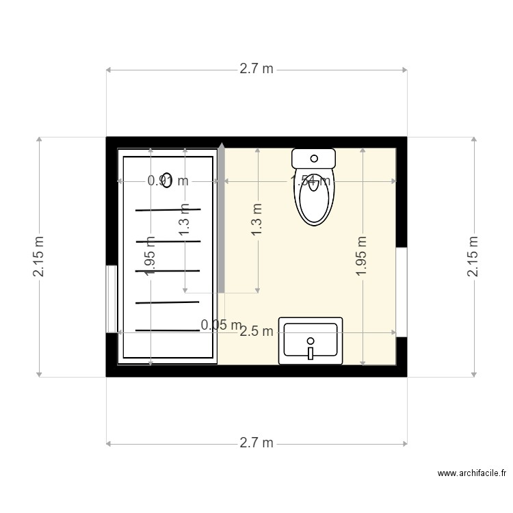 GONZALEZ SDB 1. Plan de 1 pièce et 5 m2